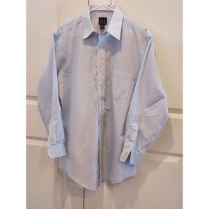 Jos. A. Bank Traveler Striped Dress Shirt Light BlueWhite 16-32 Cotton Classic